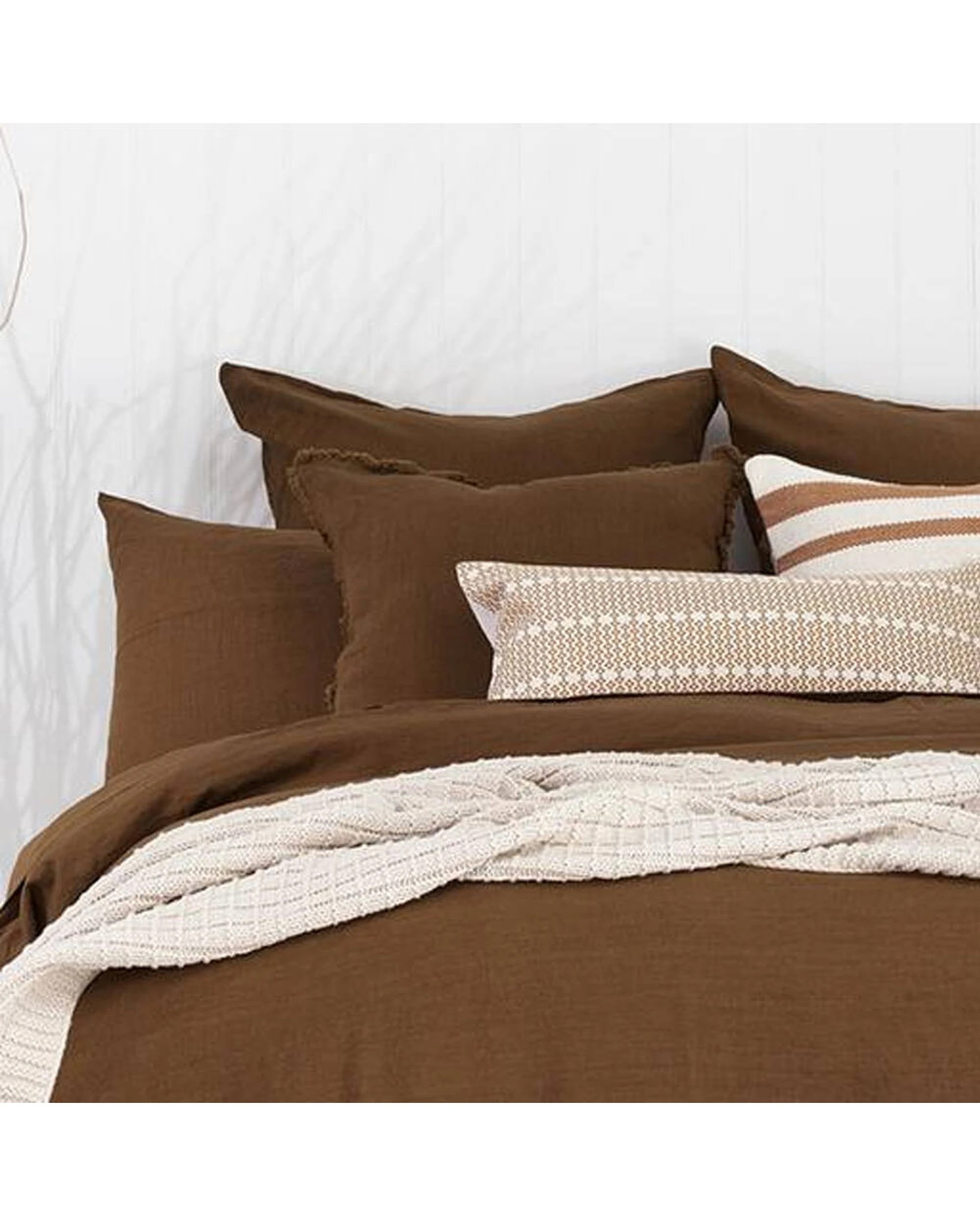 3 Bambury Linen Sheet Set Hazel Home Bedding - Queen Bed - Brown, 3 of 3