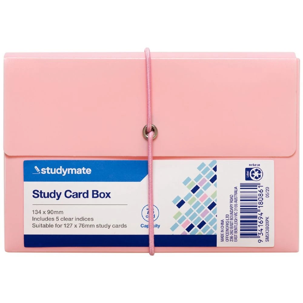 1 Studymate Study Card Box 127 x 76mm Pink, 1 of 3