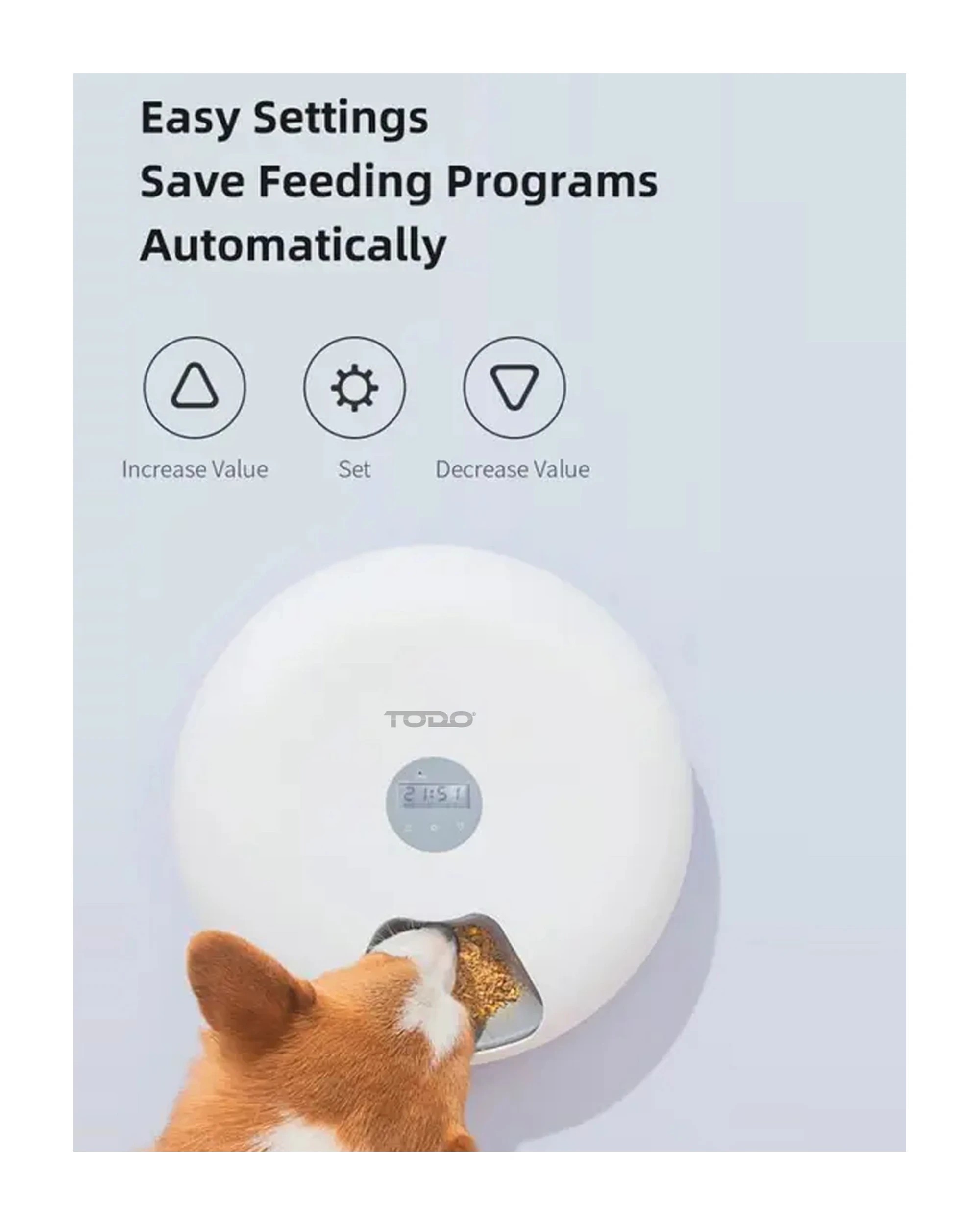 4 TODO 180ml x6 Meal Digital Lcd Automatic Pet Feeder Dog Cat Food Bowl Timer Pink, 4 of 8