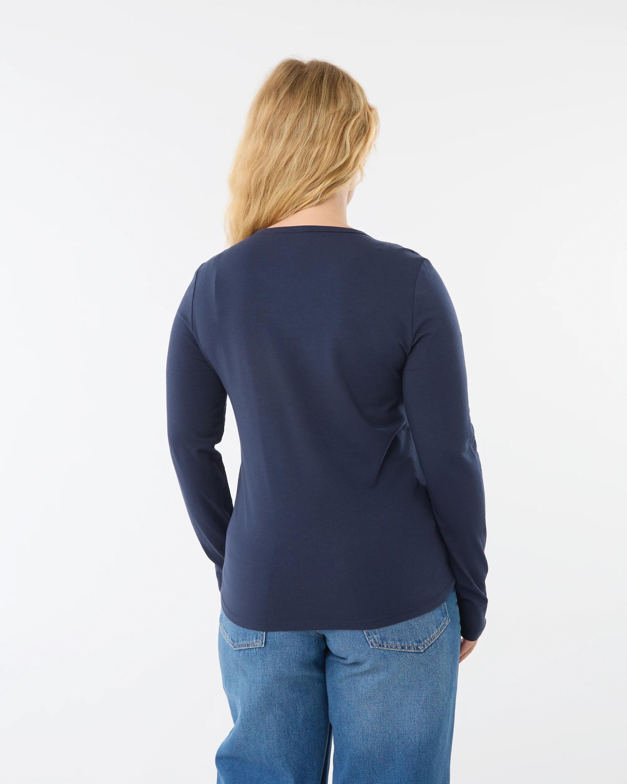 6 Long Sleeve Stretch Crew Neck T-shirt Navy Blaze, 6 of 6