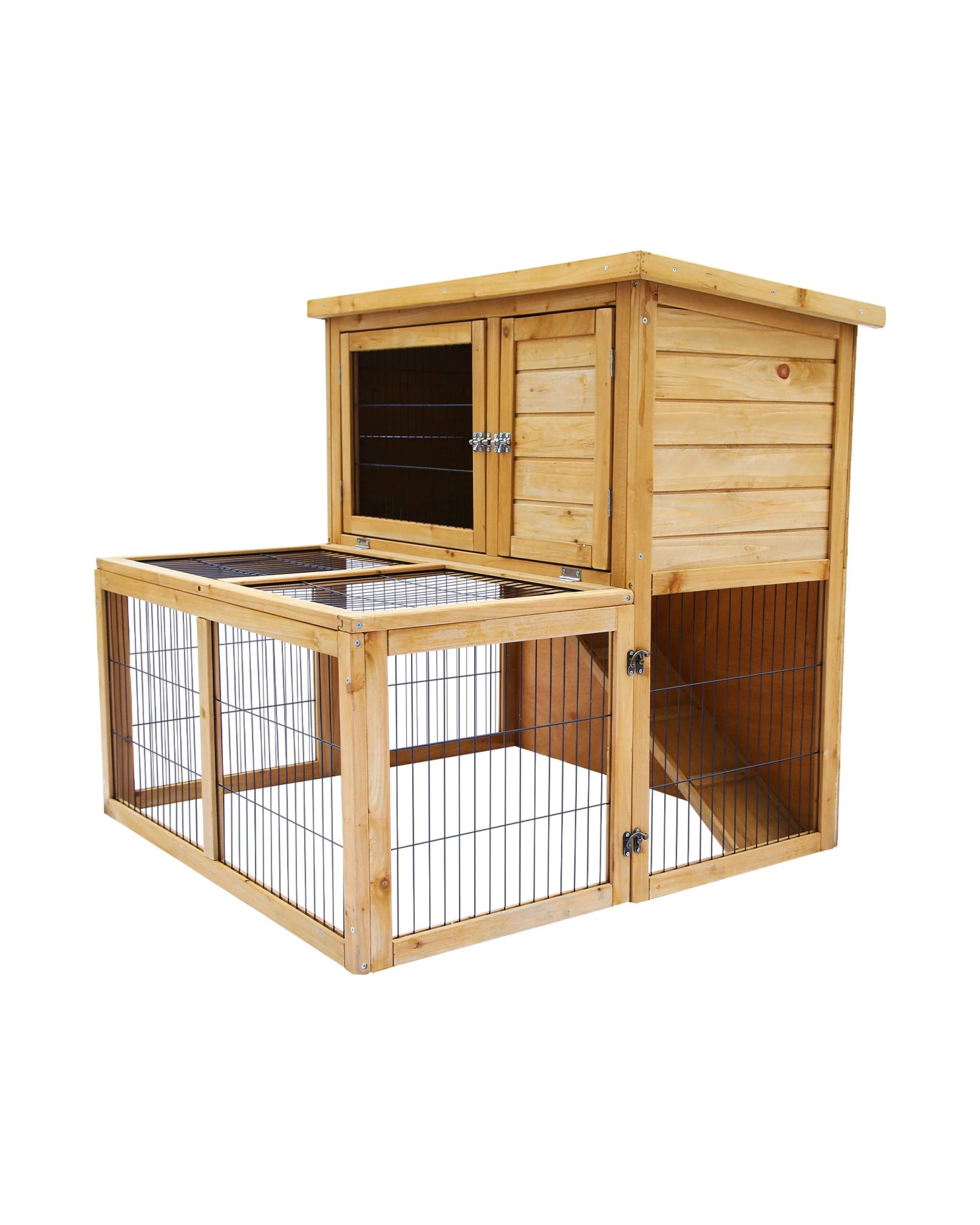 1 Furtastic 2 Storey Chicken Coop and Rabbit Hutch With Large Run - Brown, 1 of 9