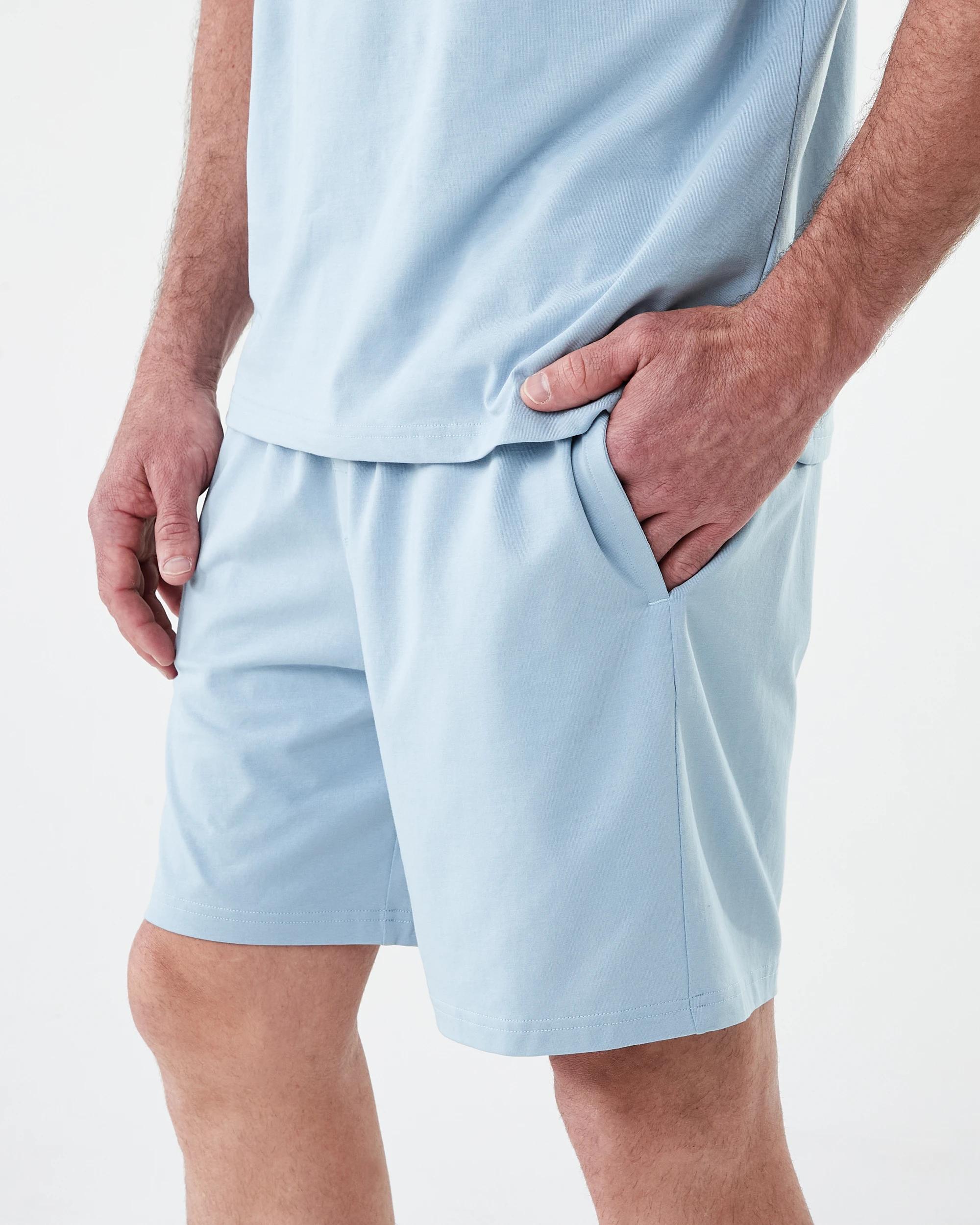 2 Cotton Elastane Sleep Shorts FOG BLUE, 2 of 7