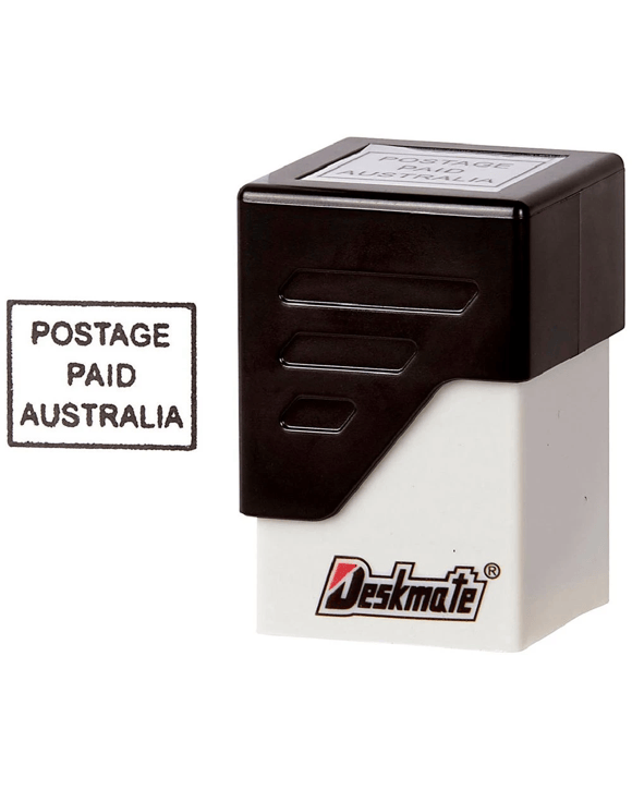 Deskmate Pre-inked Office Stamp Postage Paid Australia Black