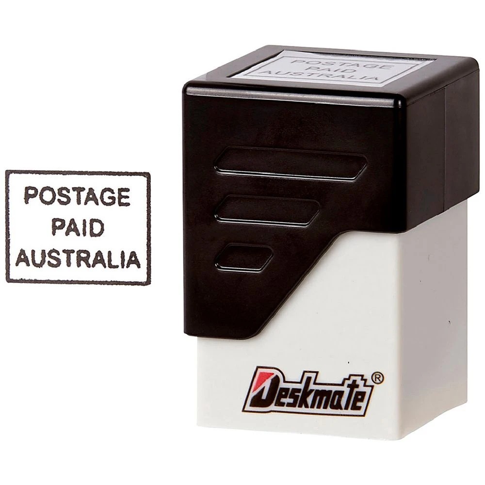 1 Deskmate Pre-inked Office Stamp Postage Paid Australia Black, 1 of 2