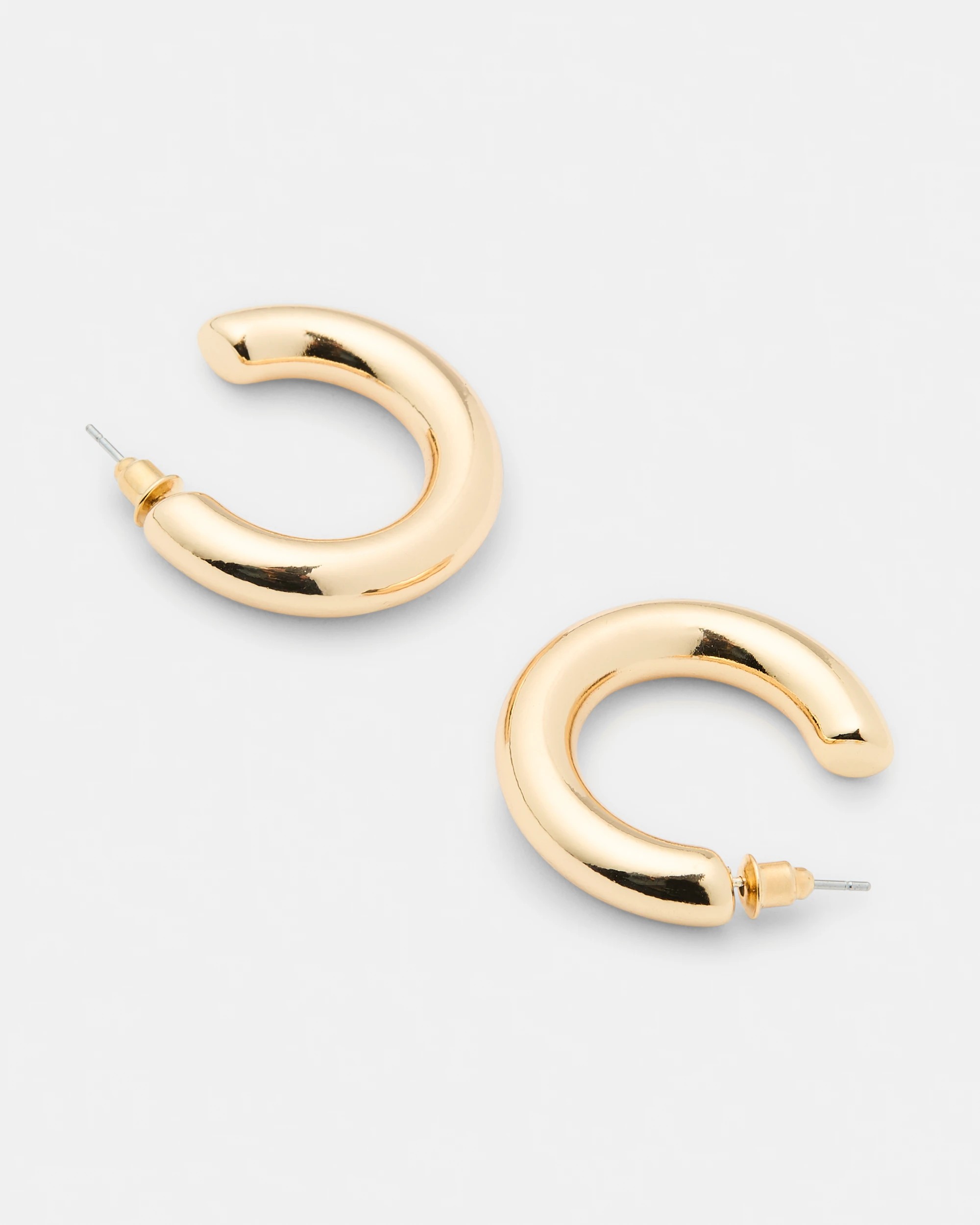 3 Plain Hoop Earrings - Gold Tone, 3 of 5