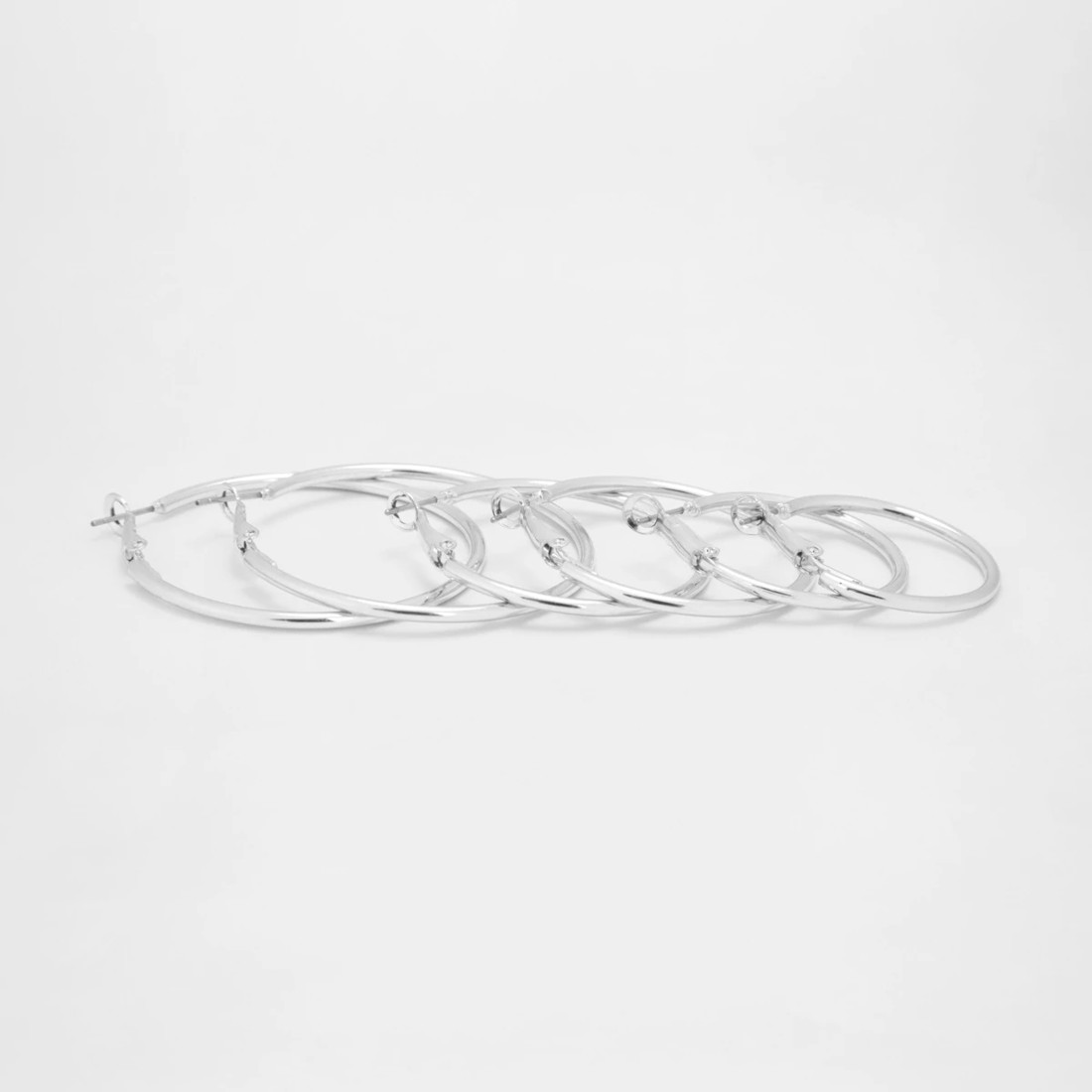 3 3 Pack Thin Hoop Earrings - Silver Tone, 3 of 5