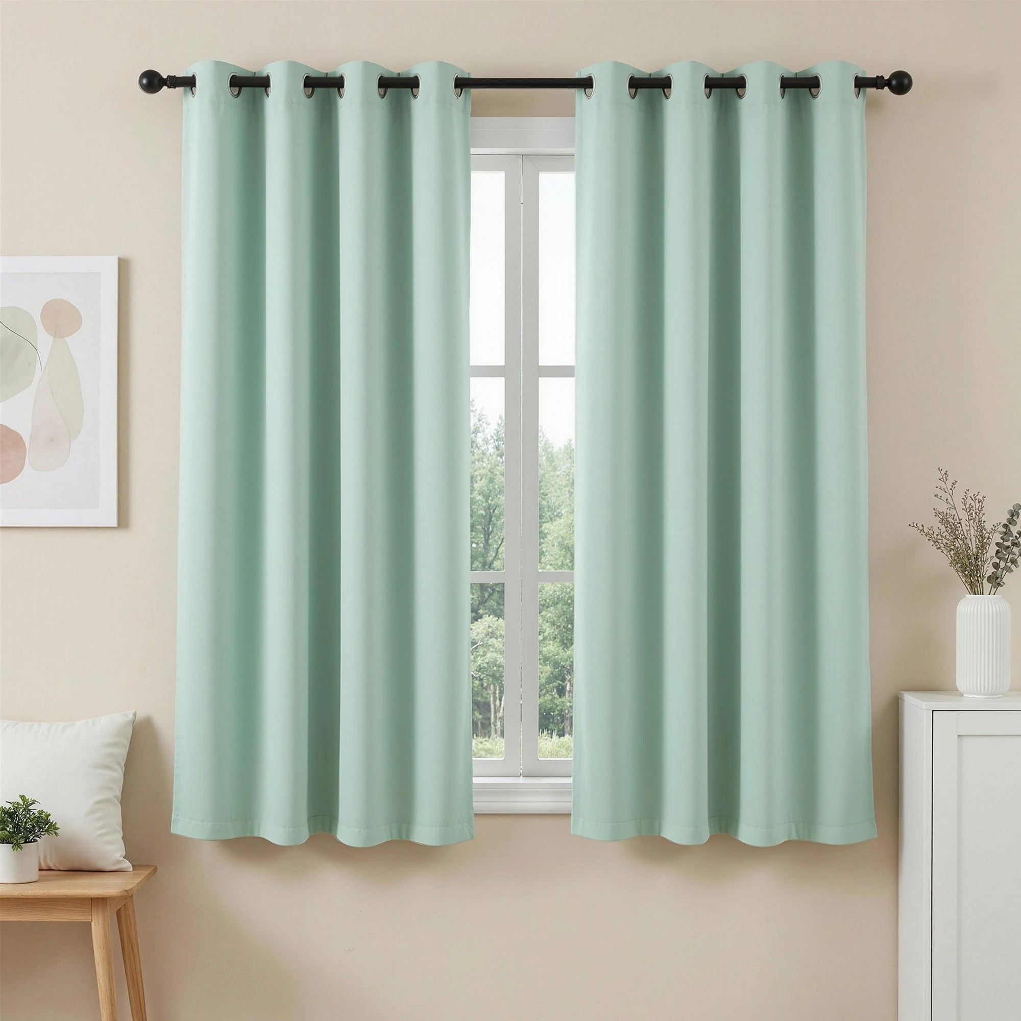 4 Artiss Blockout Curtains 2X 132x160cm Thermal Insulated Eyelet Drapes - Green, 4 of 4