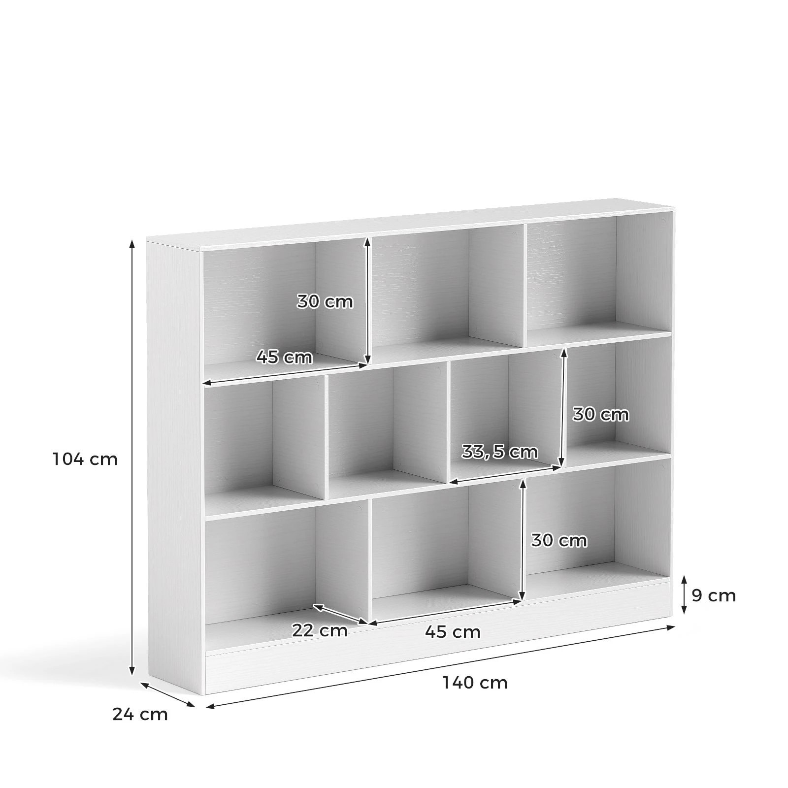 4 Costway 3-Tier Bookshelf Storage 10-Cube Open Storage Wooden Display Shelf - White, 4 of 4