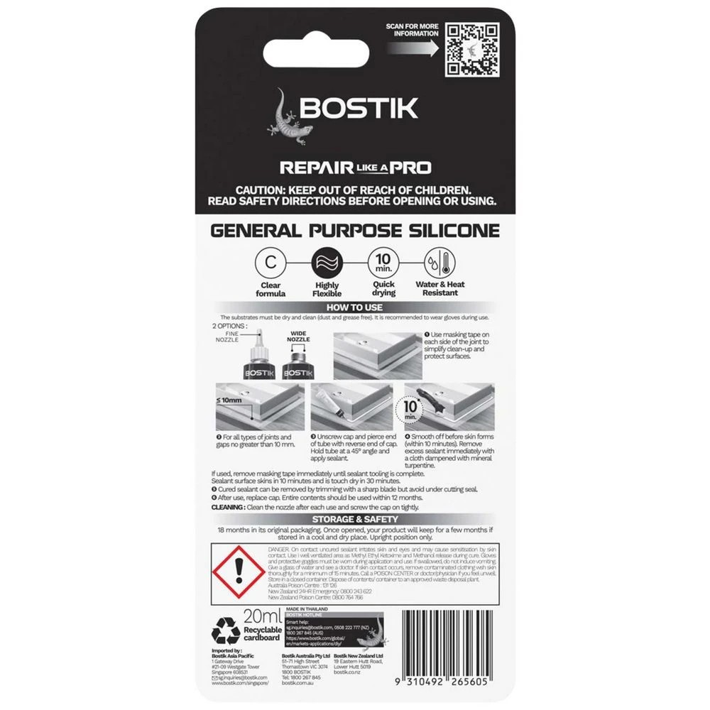 3 Bostik General Purpose Silicone 20g, 3 of 3
