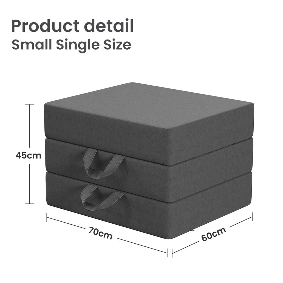 3 BedStory Folding Mattress Small Single Trifold Mattress Firm Support Foam Washable Cover 15cm - Single Bed - Black, 3 of 6