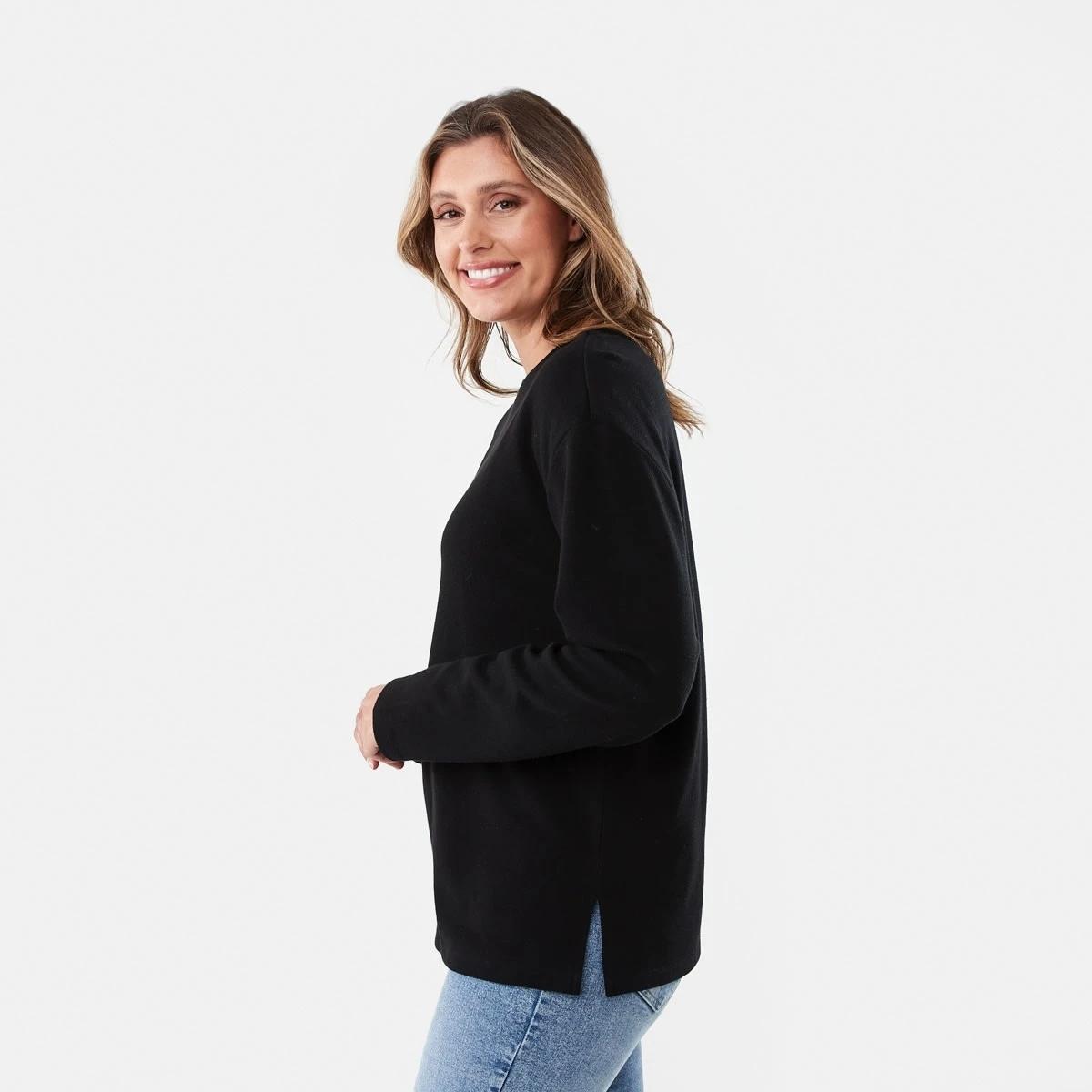 2 Long Sleeve Pique Top Black, 2 of 6