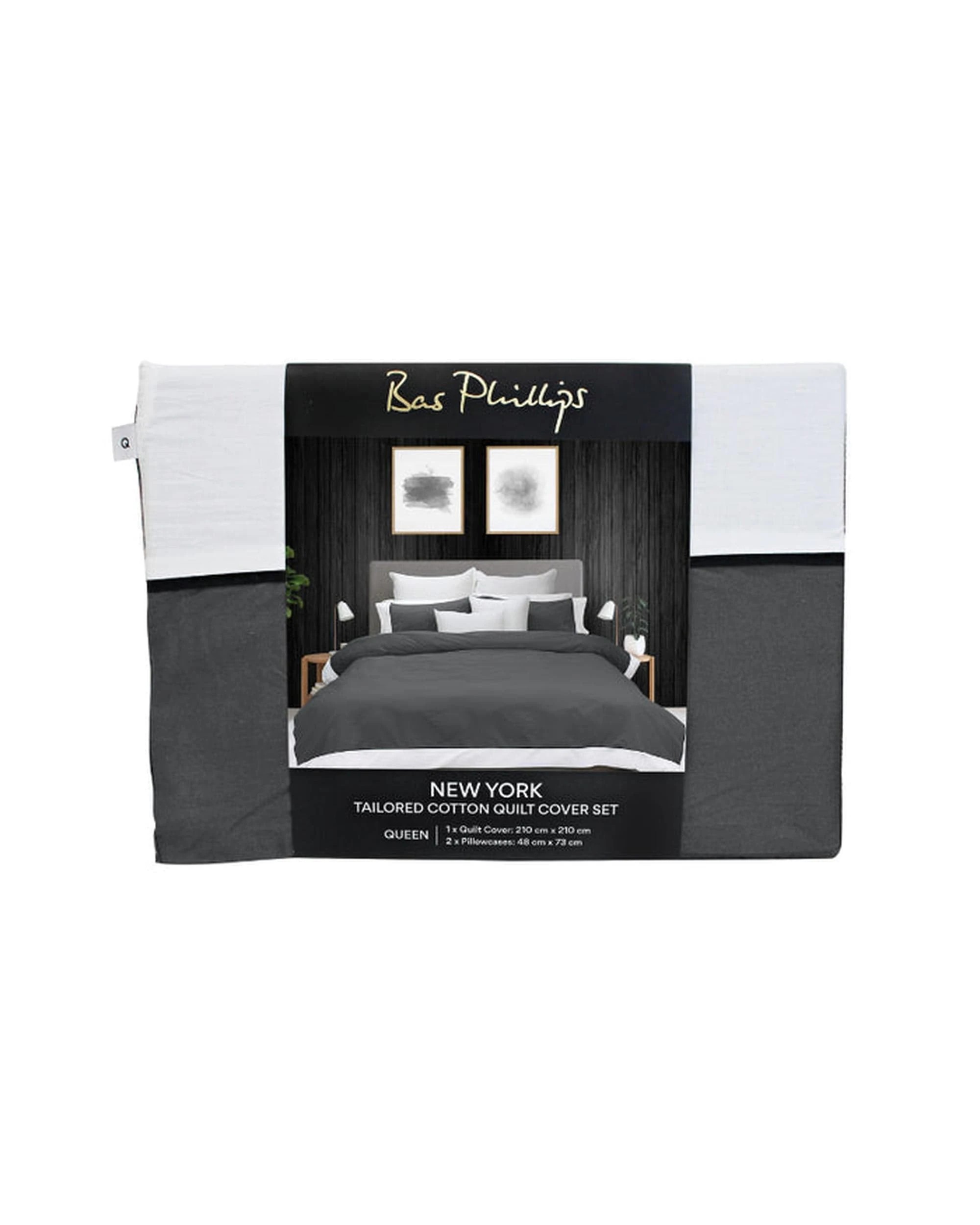 1 Bas Phillips New York Quilt Cover Set - Queen Bed - White, 1 of 4