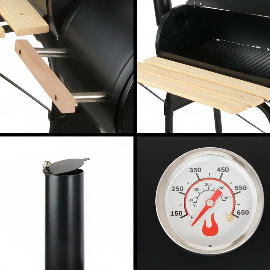 7 Grillz BBQ Grill 2-In-1 Offset Smoker - Black, 7 of 8