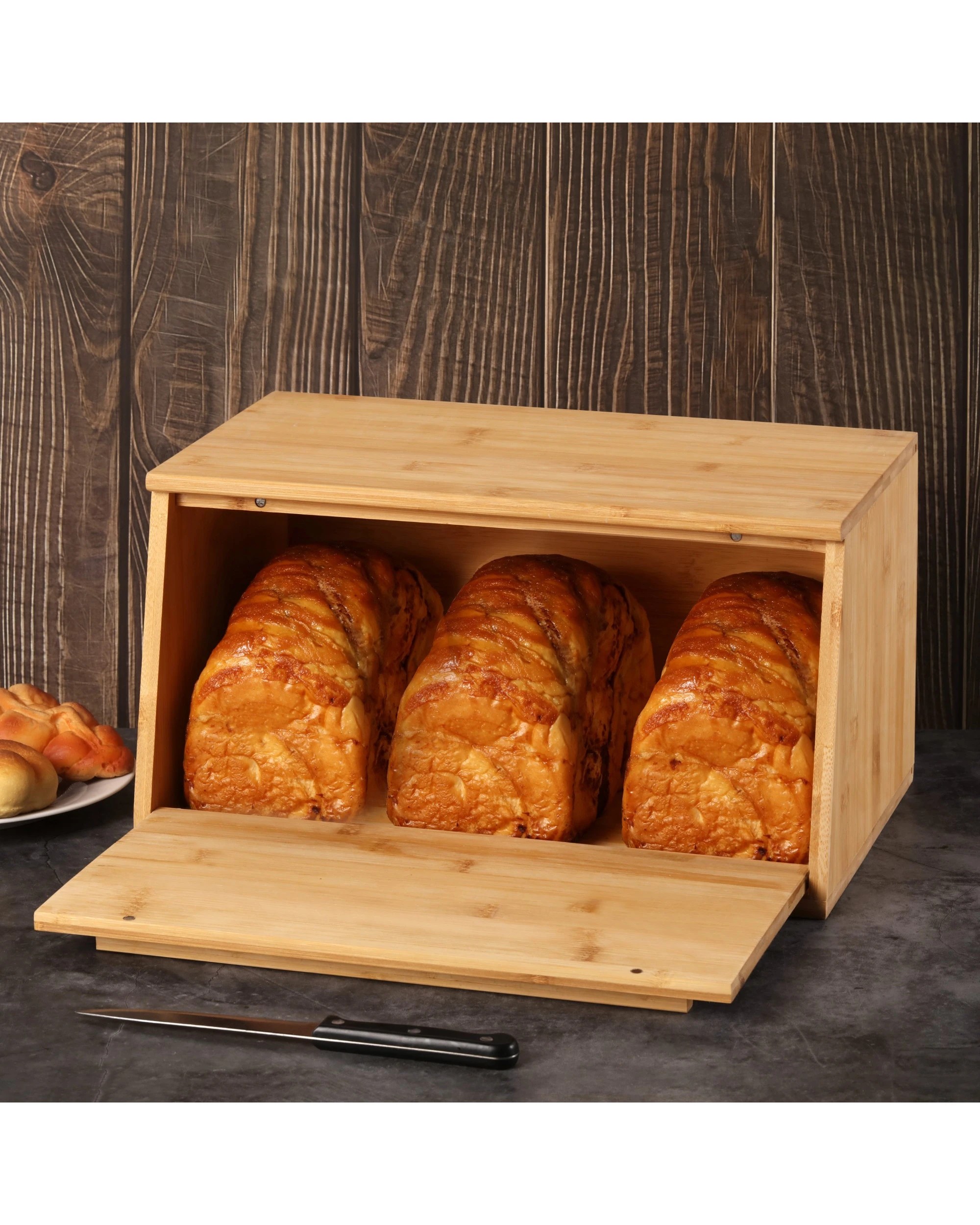 2 Sherwood Home Bamboo Bread Box With Lid 24x38x20cm - Natural, 2 of 6