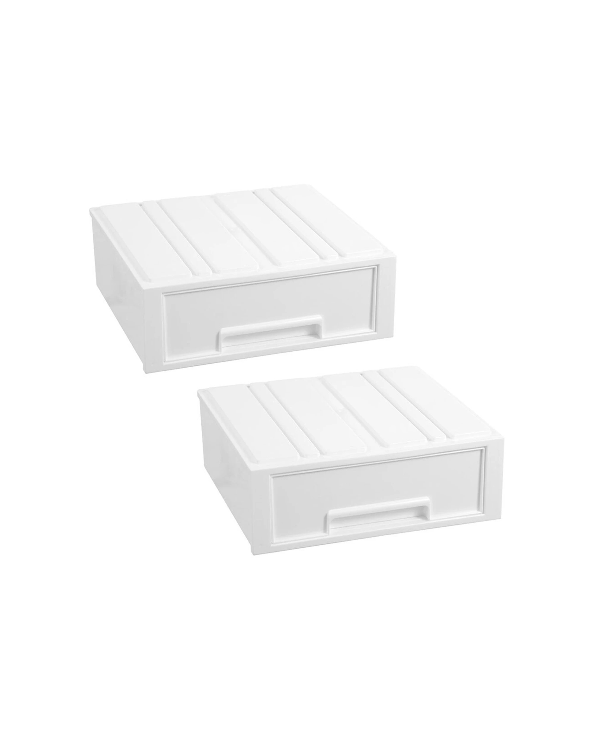 1 BOXSWEDEN 2 Pack Stacking Drawer Organiser 28.5x26cm Stackable Durable
 - white, 1 of 9