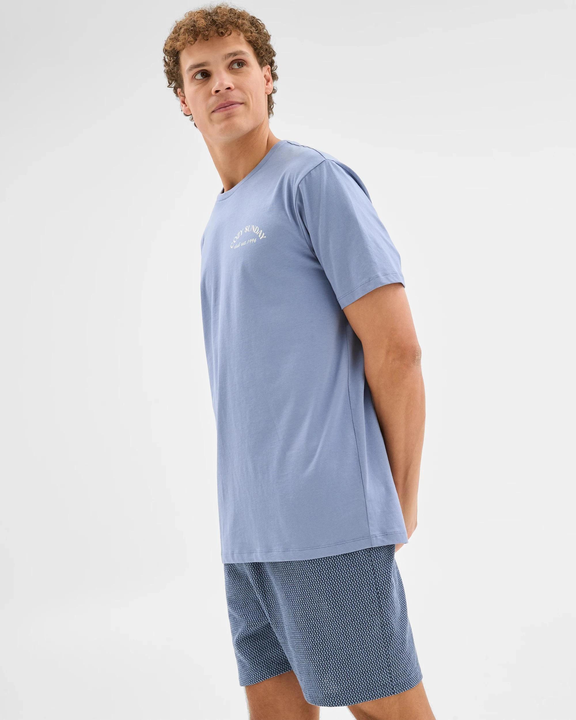 2 Australian Cotton Blend Mens Short Pyjama Set - Maxx GREY + NAVY, 2 of 8
