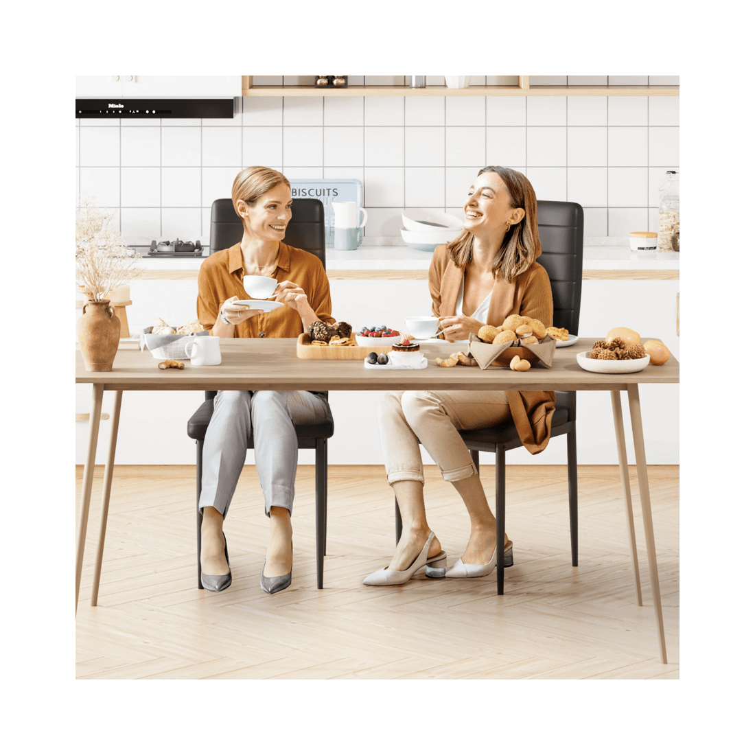 9 Advwin Set Of 2 Dining Chairs Padded Seat Leather Black, 9 of 9