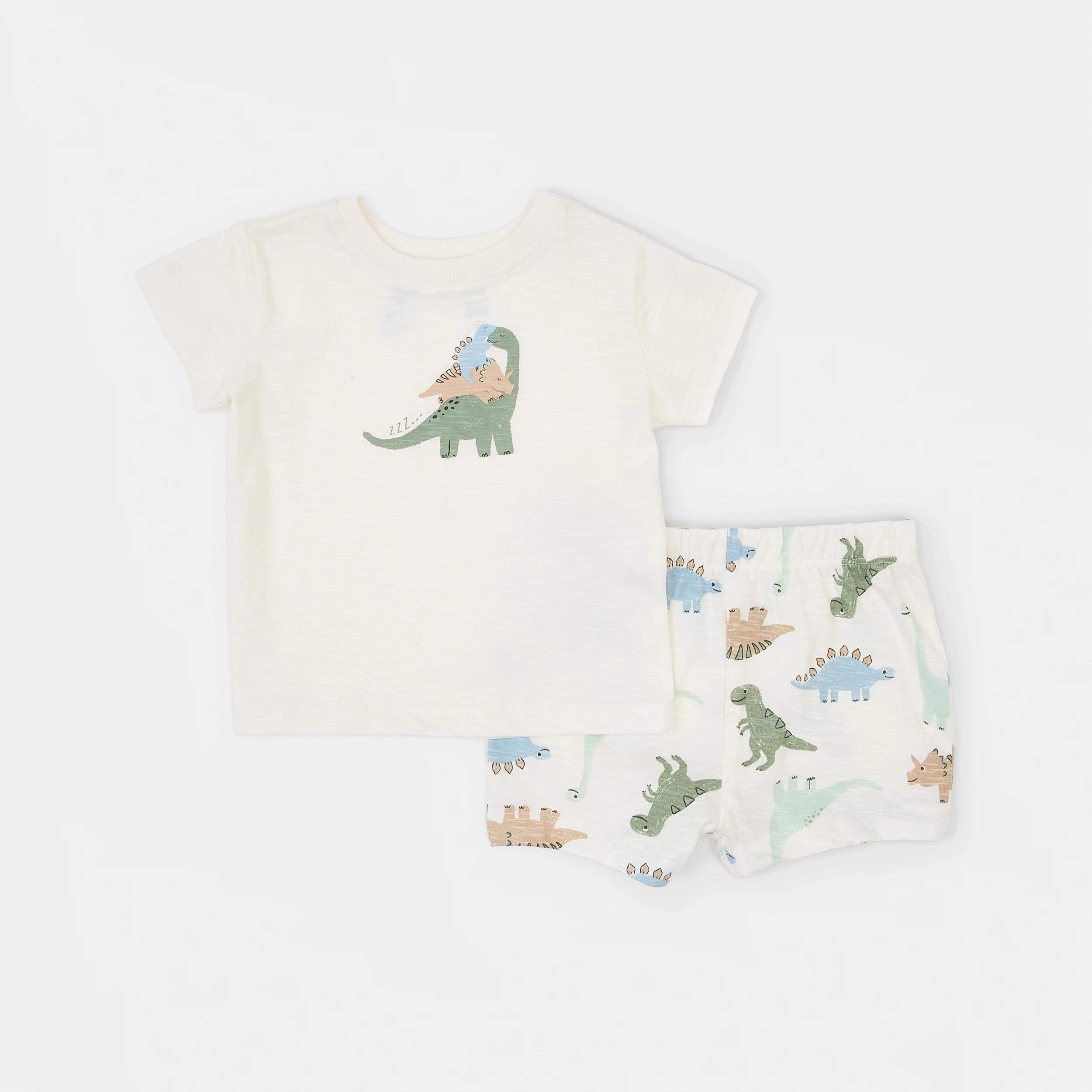 1 Short Sleeve Pyjama Set BEIGE DINOS, 1 of 4