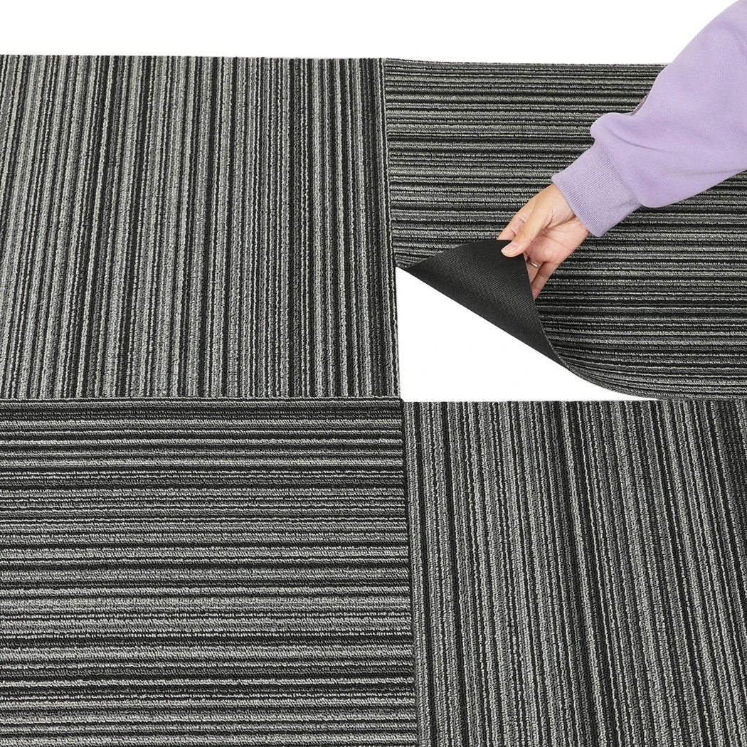 4 Marlow 20pcs 50x50cm Carpet Tiles Striped Pattern, 4 of 8