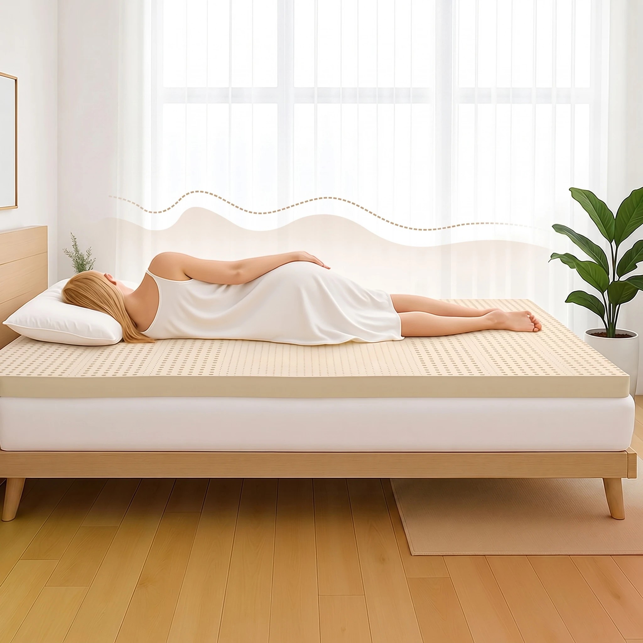 7 Giselle Bedding Latex Mattress Topper, 7.5cm Thick 7-Zone Pressure Relief Bed Pad - Queen Bed - White, 7 of 8