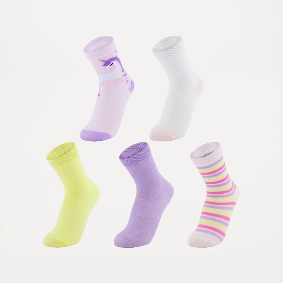1 5 Pack Crew Socks Unicorn 25, 1 of 3