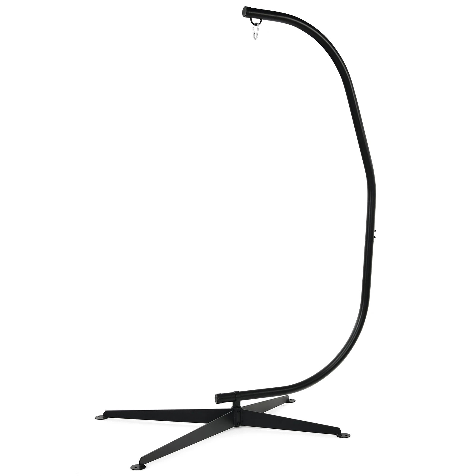 1 Costway C Shaped Hammock Chair Stand Rust Resistance 150kg Capacity Cross Base - Black, 1 of 1