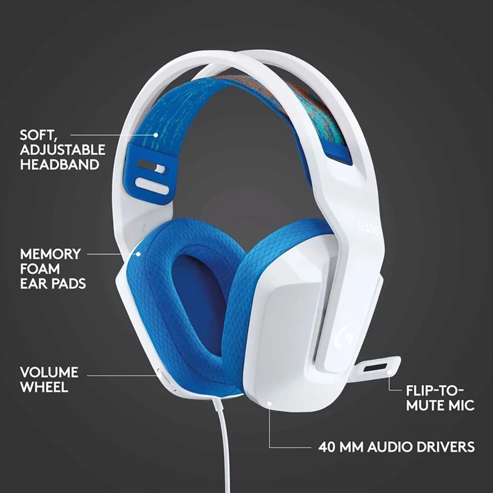 5 Logitech G335 Wired Gaming Headset - White, 5 of 5