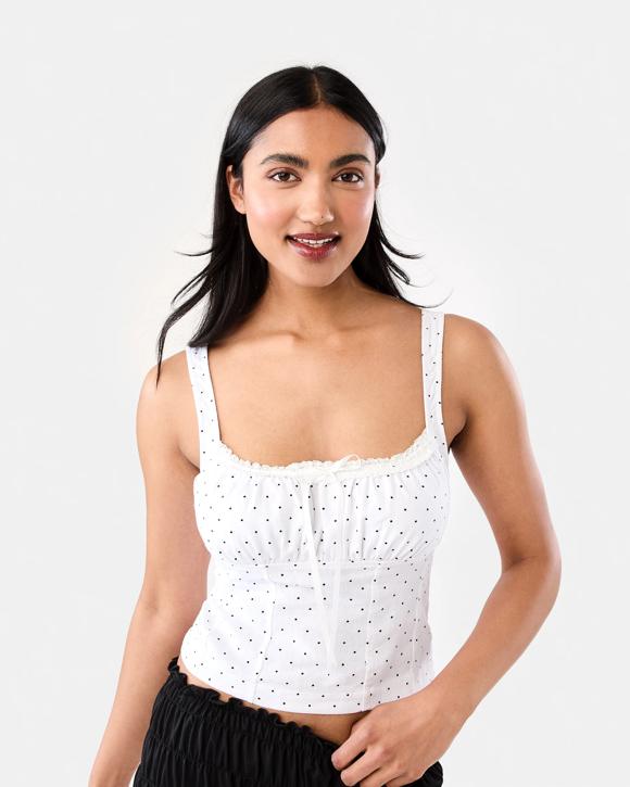 Linen Blend Sleeveless Corset Top