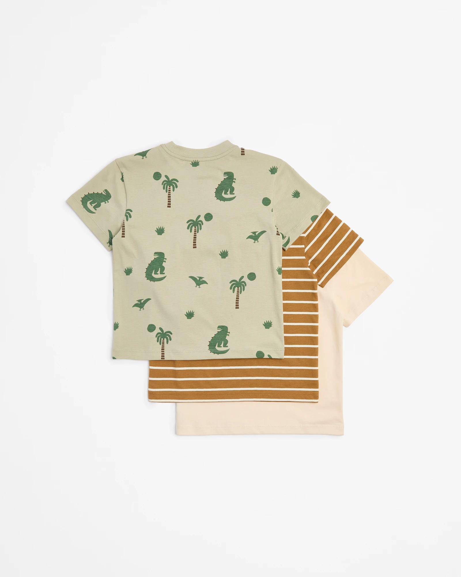 5 Target Australian Cotton Print T-shirts - 3 Pack DINO STRIPE, 5 of 5