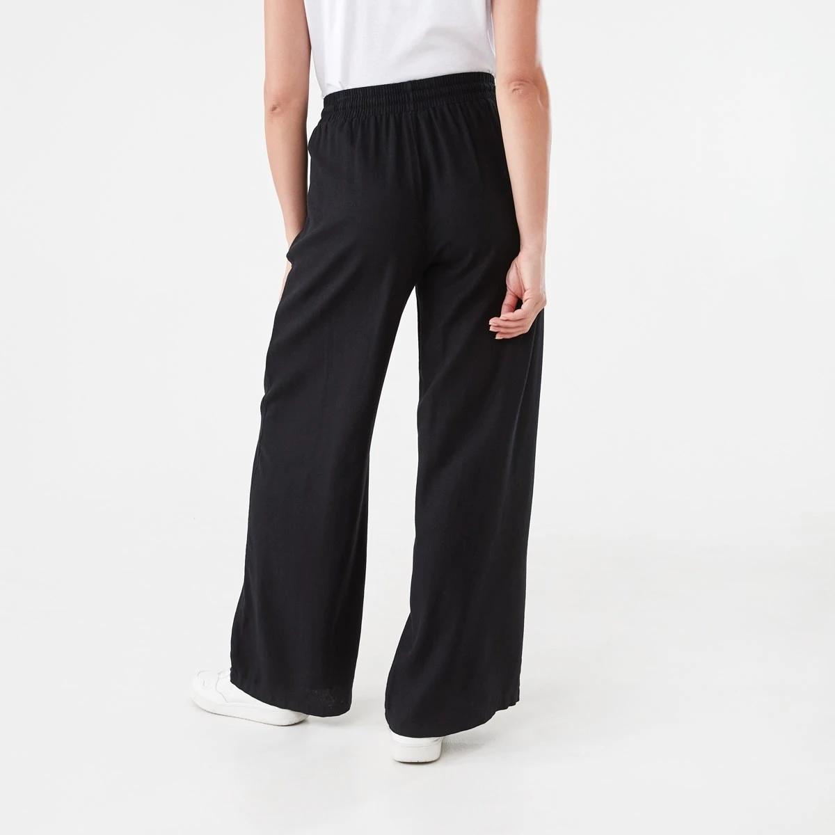 3 Linen Blend Wide Leg Pants BLACK, 3 of 5