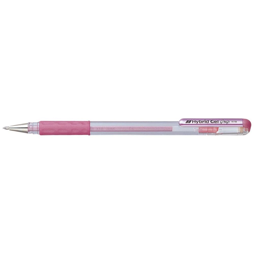 1 Pentel Hybrid Gel Grip Metallic Pen Pink, 1 of 1