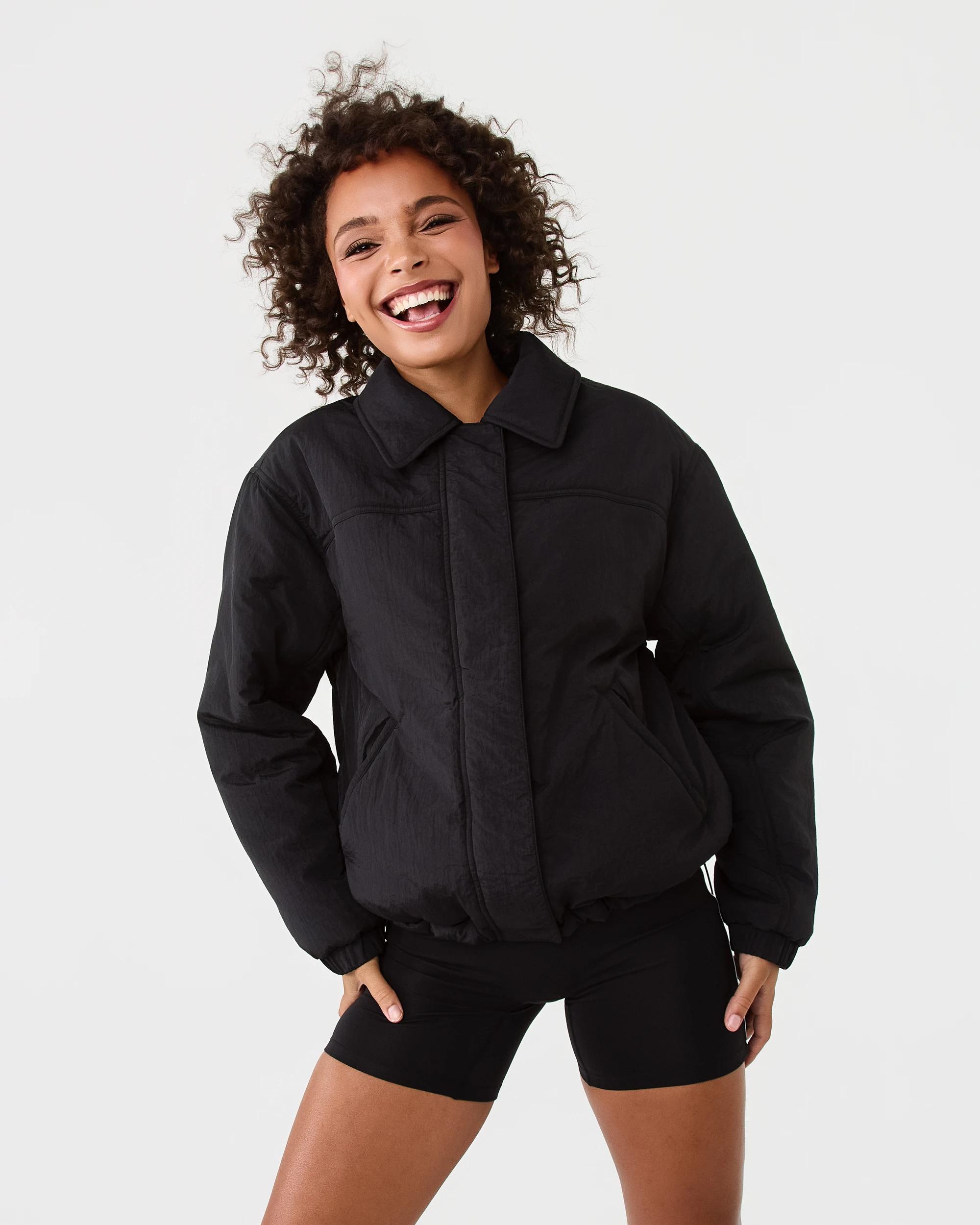10 Active Womens Zip Through Sports Bomber Jacket Black, 10 of 10