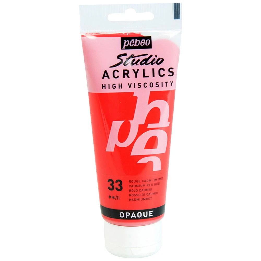 1 Pebeo Studio Acrylic Paint 100mL Cad Red Hue, 1 of 2