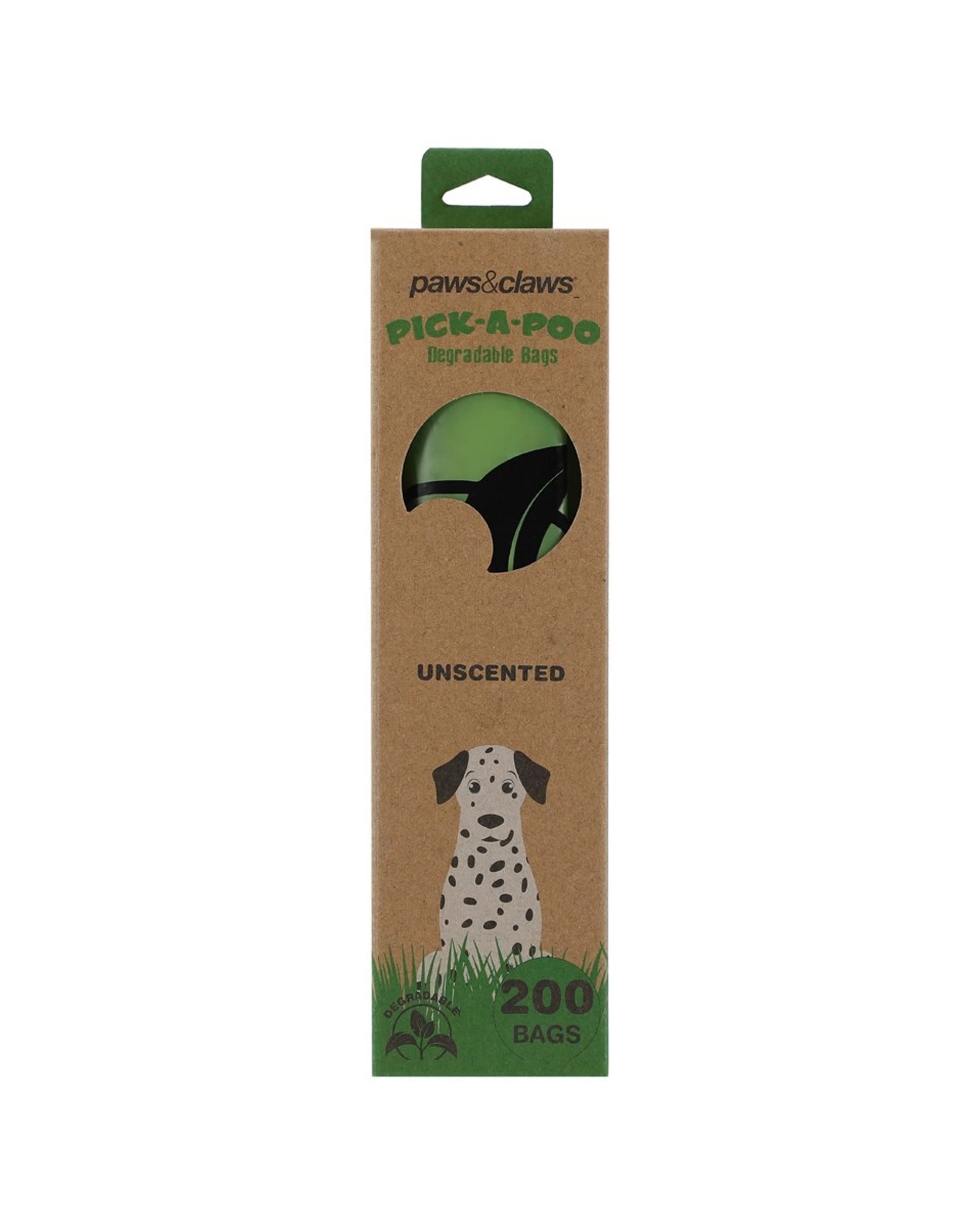 2 Paws And Claws 200pc Degradable Unscented Dog Waste Bags With Dispenser Eco-friendly Kit - 22x32cm Bags.
 - Green, 2 of 2