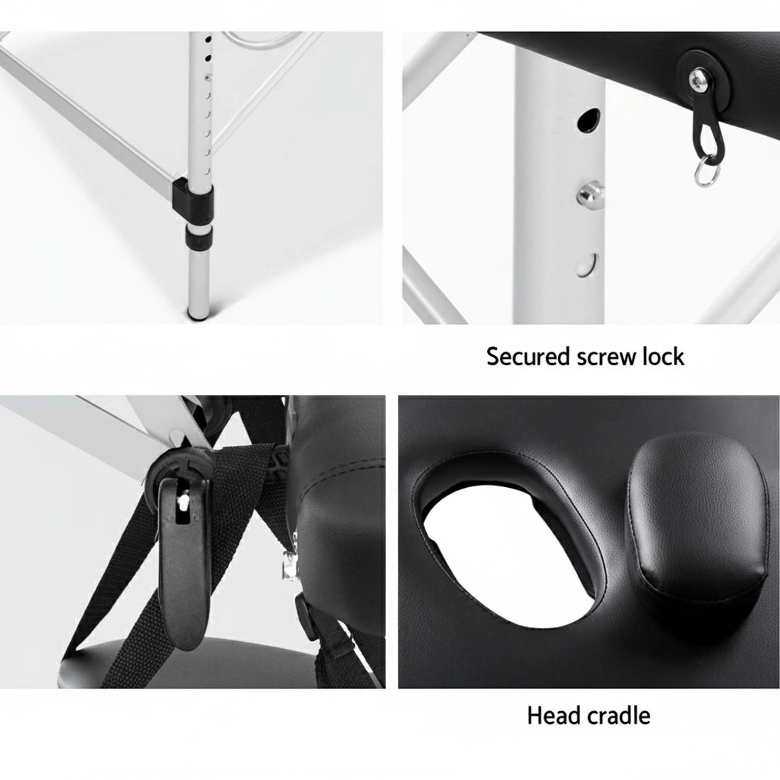5 Zenses Massage Table 70cm Portable 2 Fold Aluminium Beauty Bed - Black, 5 of 7