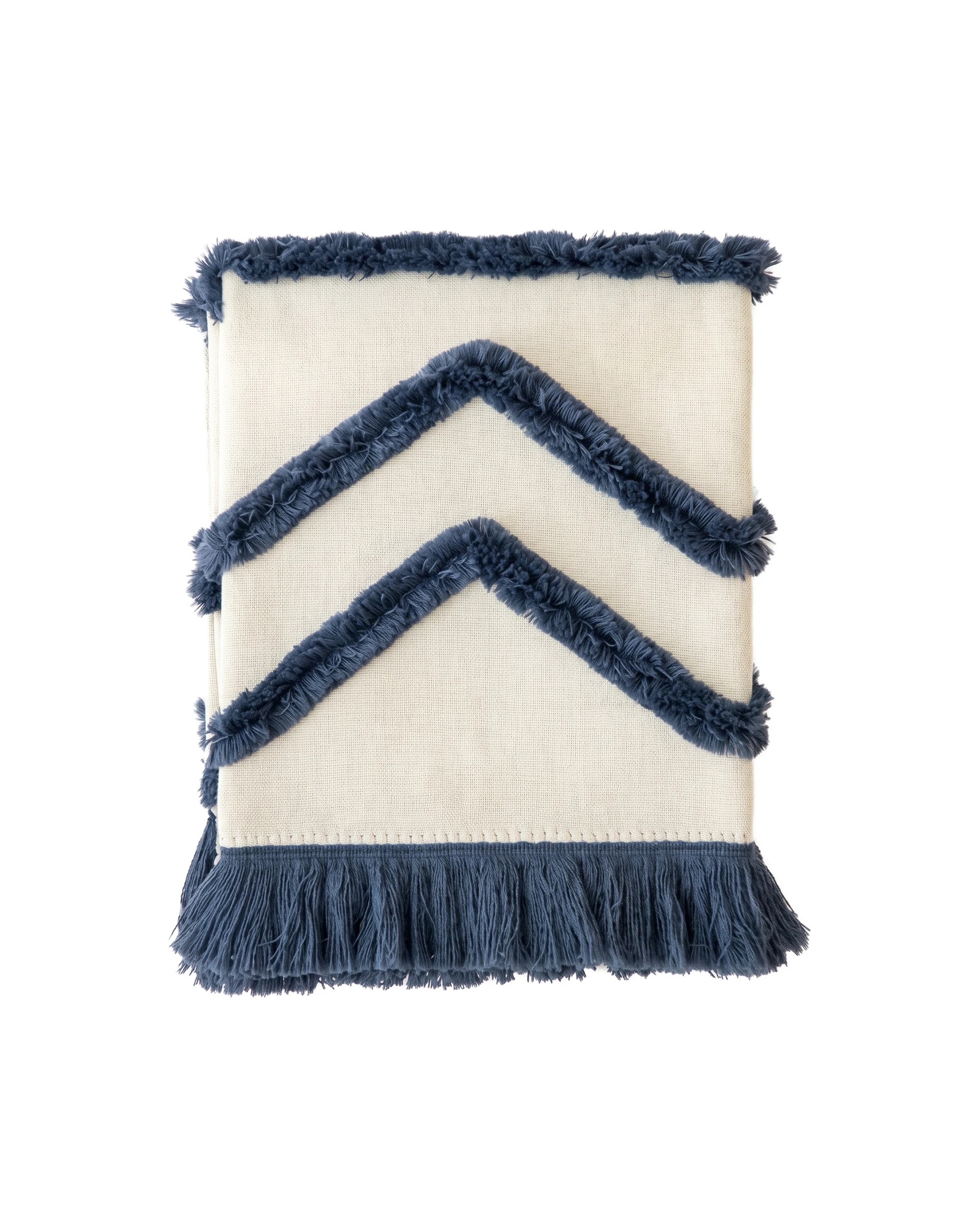 5 Cotton More Acrylic Knitted Blanket Tufted Tassel 130x160cm - Blue, 5 of 5
