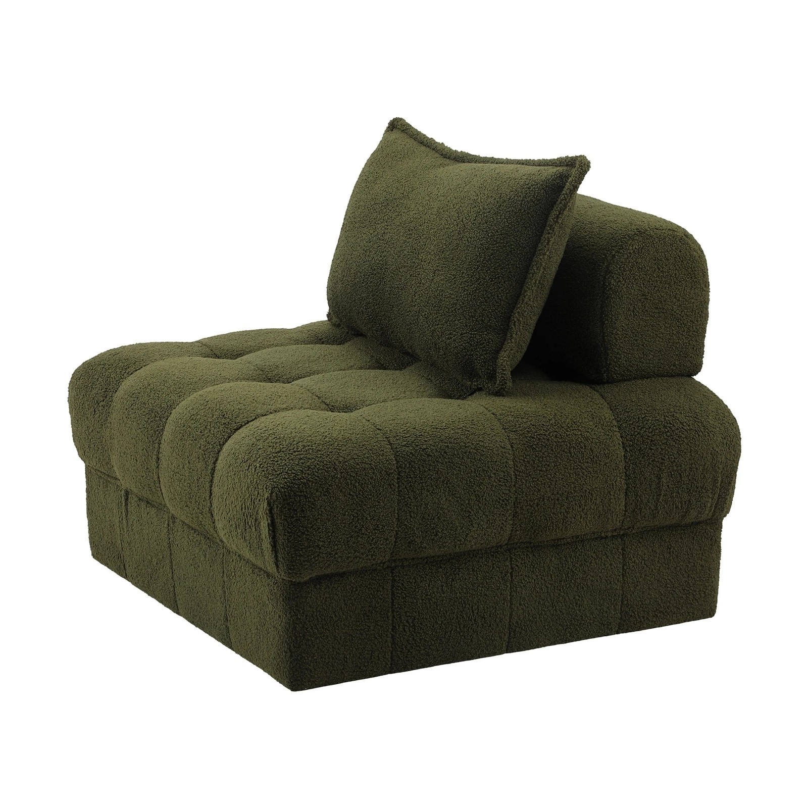 10 Oikiture 3 Seater Boucle Modular Sofa Lounge Chair Armless Tofu Back
 - Green, 10 of 10