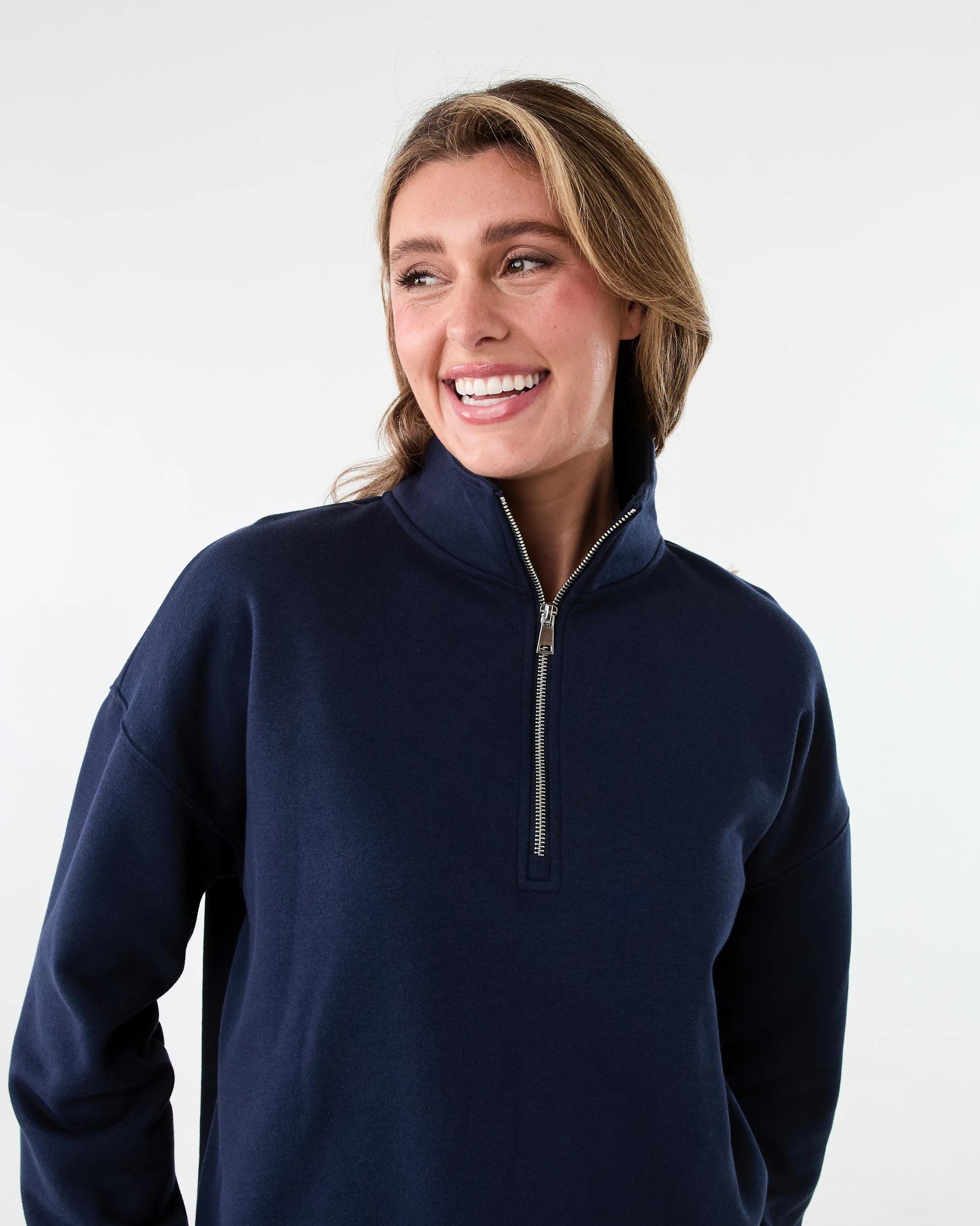 4 Quarter Zip Seam Front Sweatshirt Navy Blaze, 4 of 6
