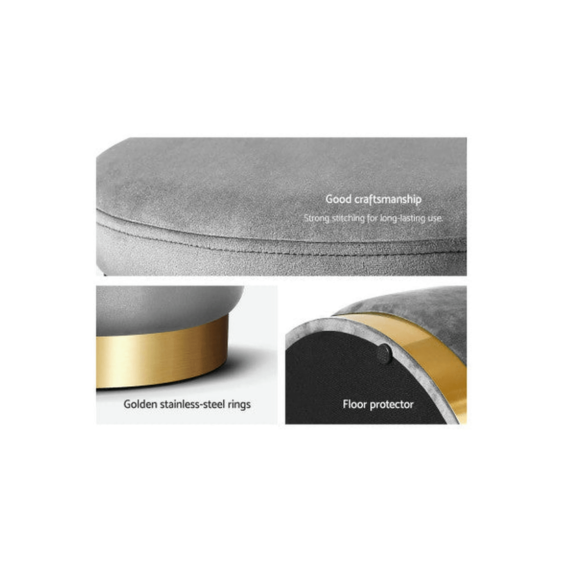 6 Artiss Ottoman Foot Stool Round Velvet - Black, 6 of 7