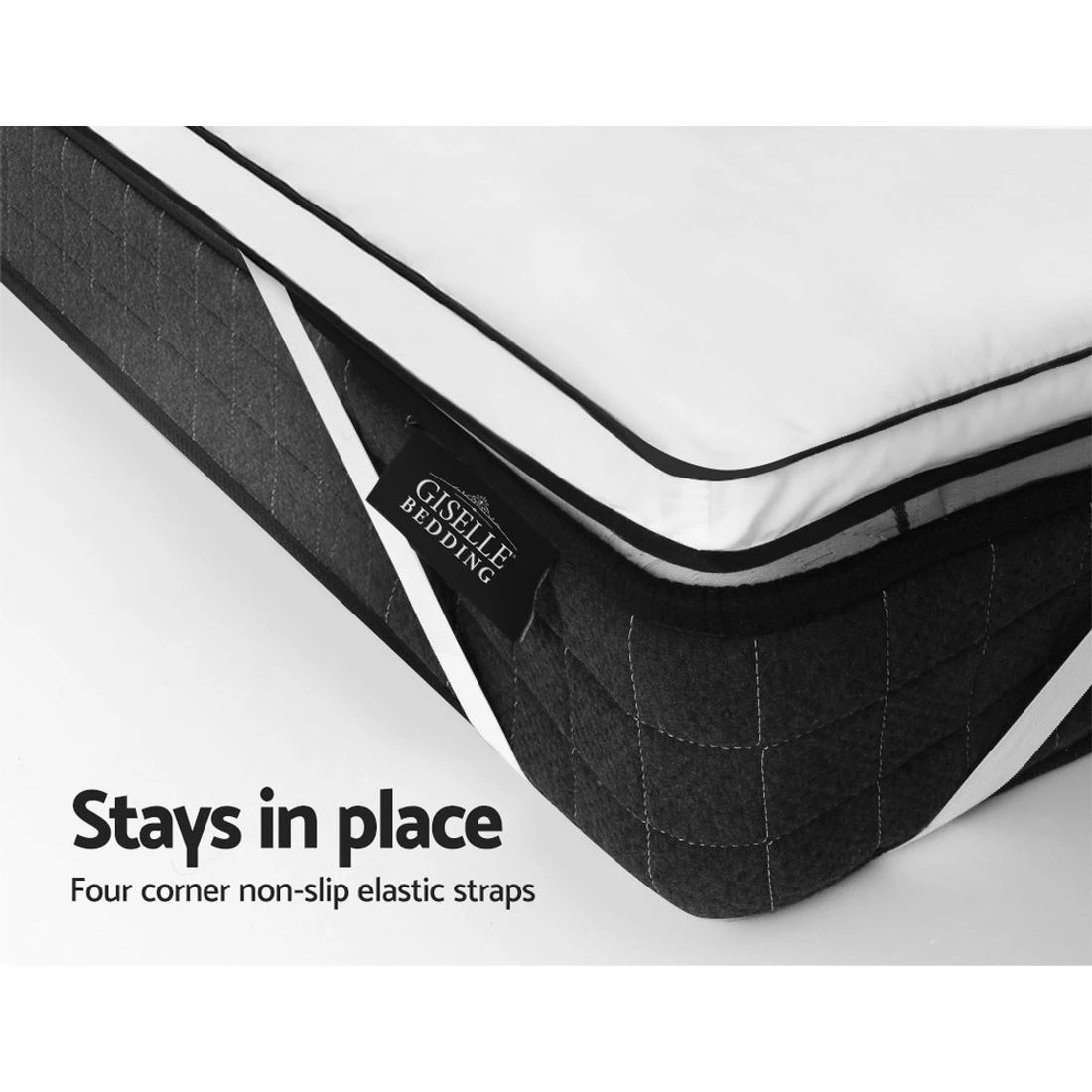 6 Giselle Bedding Mattress Topper Pillowtop Toppers Mattress Protector King Single
 - white, 6 of 7