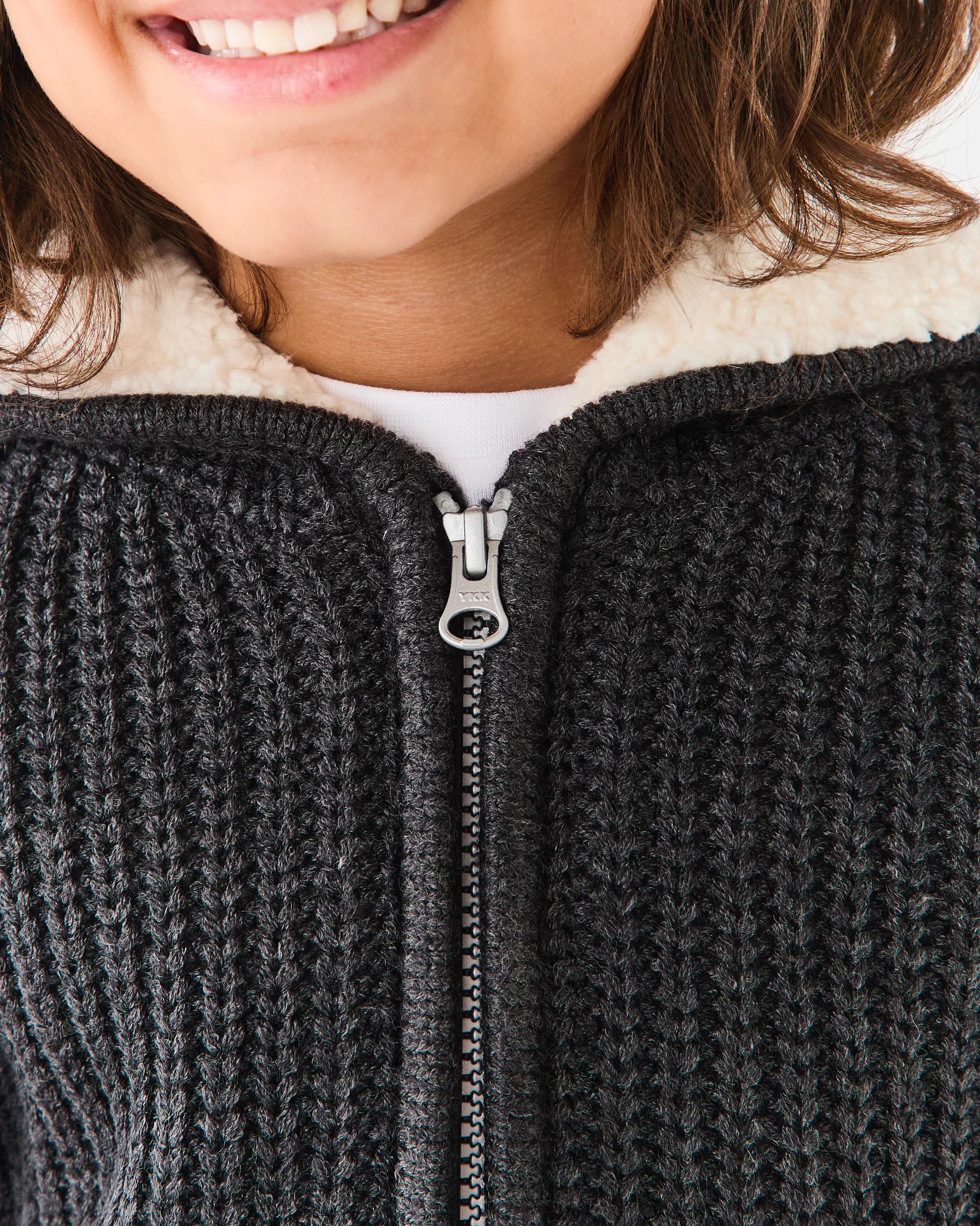 5 Sherpa Knit Hoodie Gry Chmrle, 5 of 8