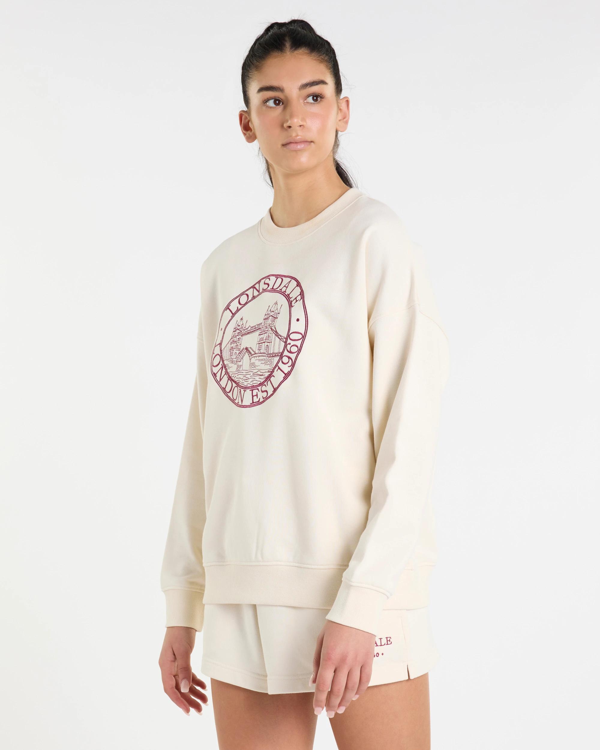2 Boxy Heritage Sweat Jumper - Lonsdale London CREAM, 2 of 5