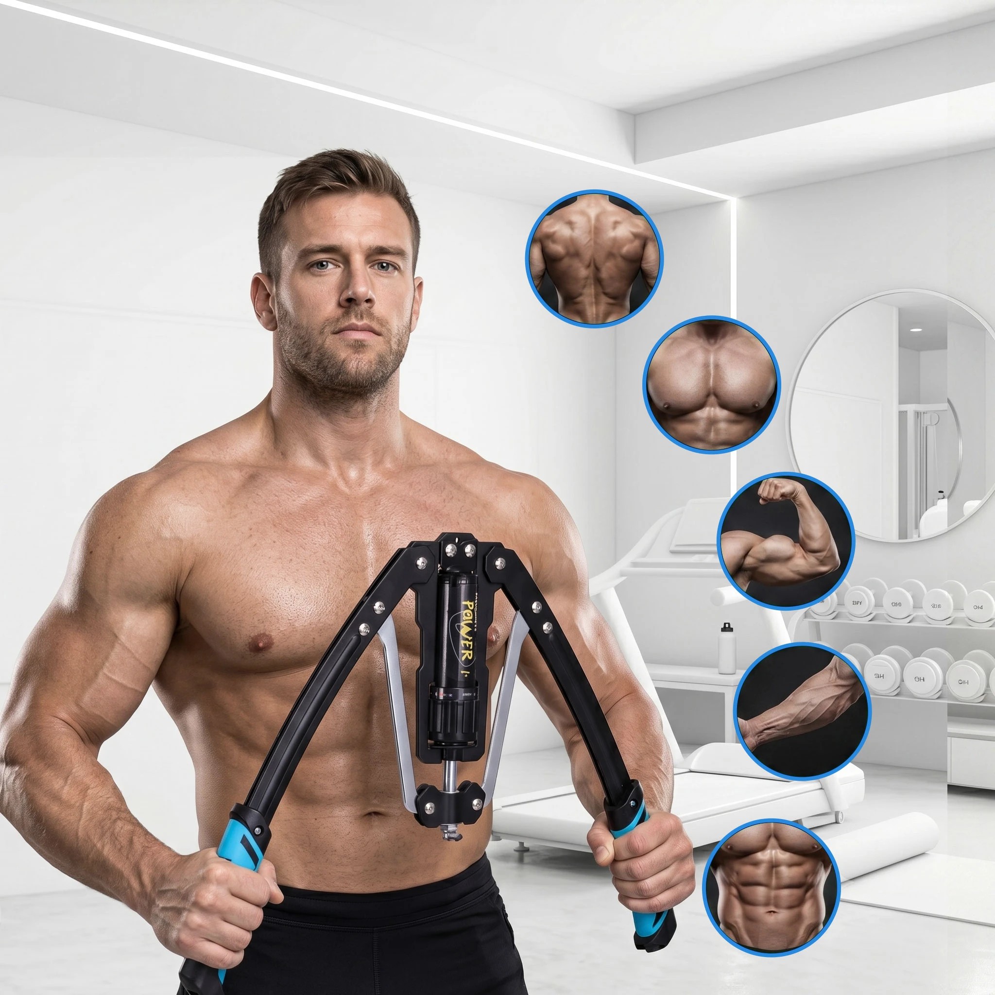 7 Everfit Twister Arm Exerciser Chest Trainer 10-200kg Adjustable Hydraulic Power - Multi, 7 of 9