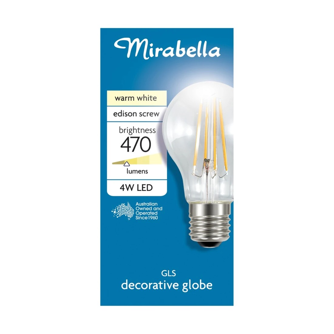 1 Mirabella 4W LED Filament Warm White GLS Globe, 1 of 6