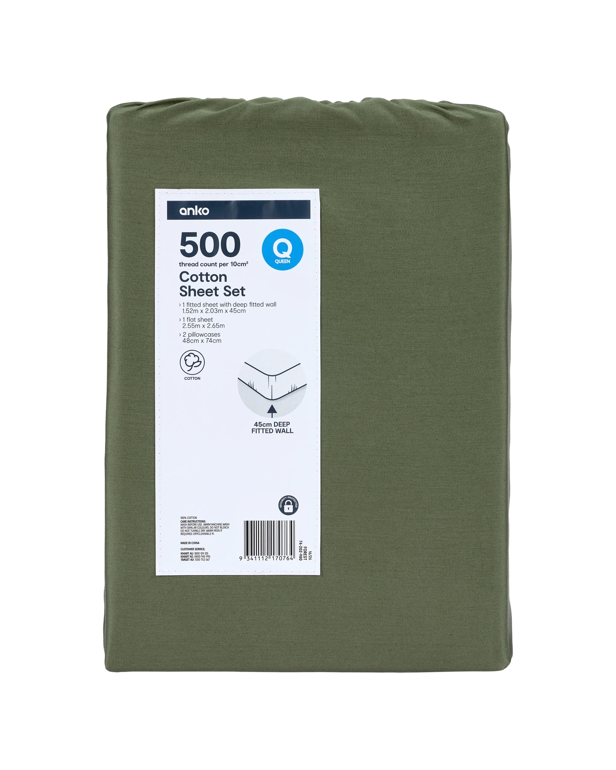 7 500 Thread Count Cotton Sheet Set - Queen Bed, Forest, 7 of 7