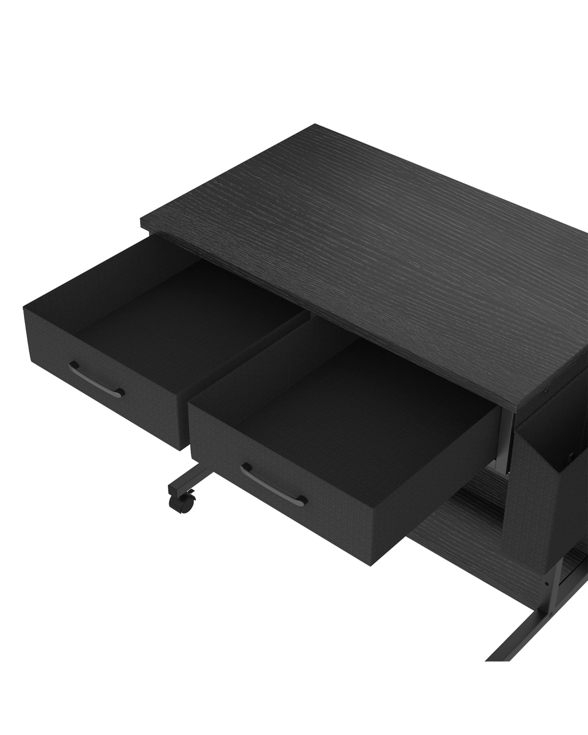 5 Advwin Small Portable Rolling Standing Desk Adjustable Height with 2 Fabric Drawers - Black, 5 of 9
