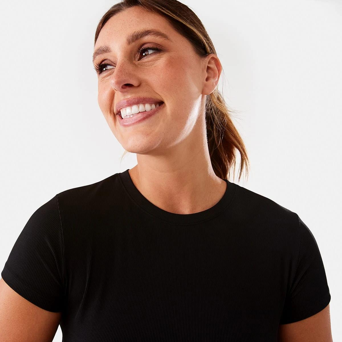4 Active Womens Rib T-shirt Black, 4 of 6