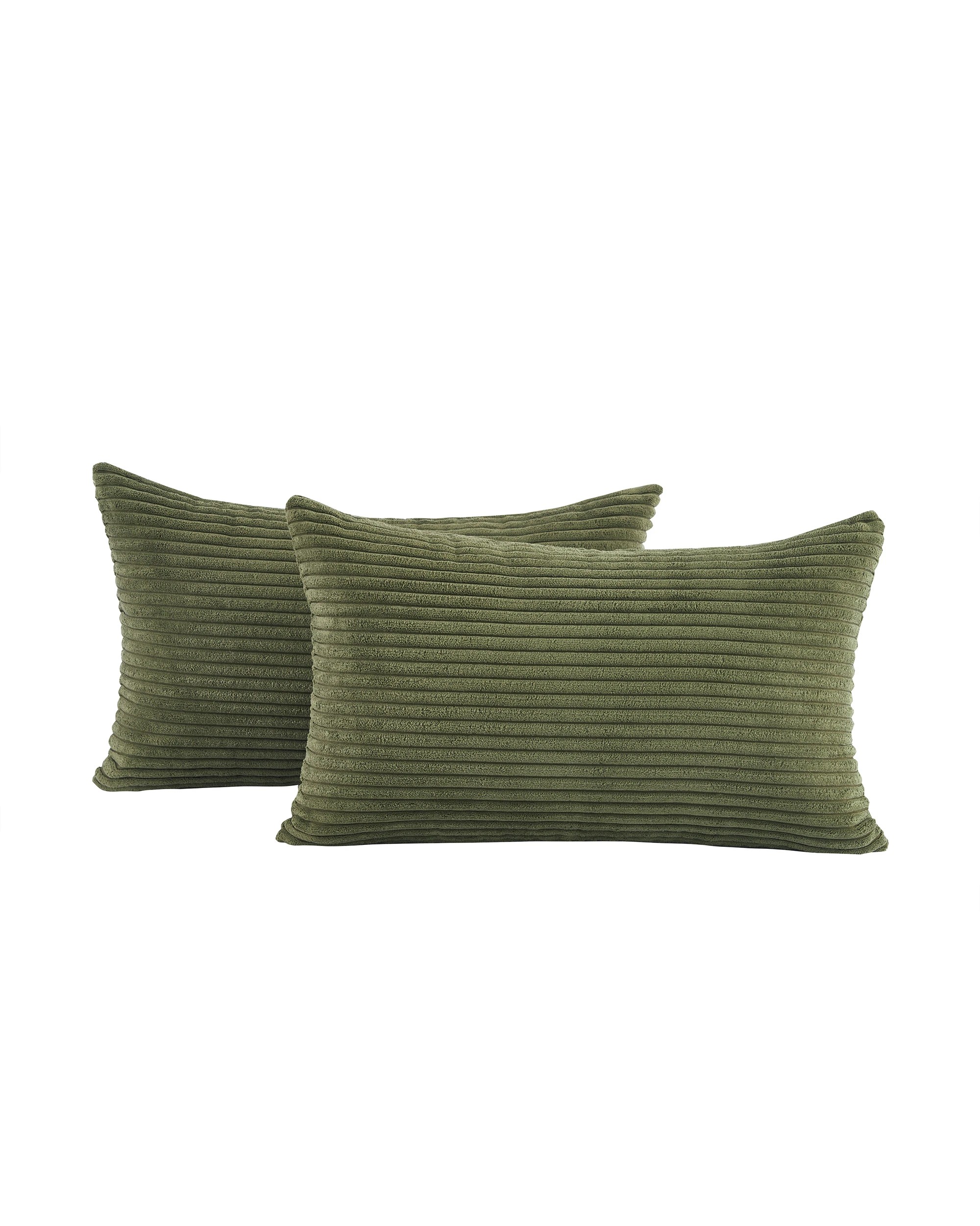2 Gioia Casa 2-Pack Corduroy Velvet Cushion Covers 30x50cm - Olive, 2 of 2
