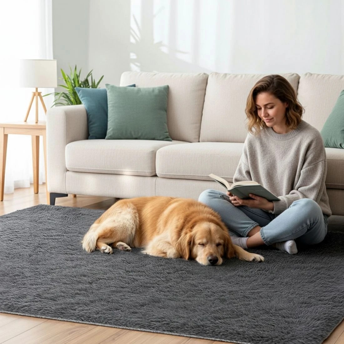 4 Artiss Floor Rug 160x230cm Plush Area Shaggy Rug Living Room Bedroom Carpet - Grey, 4 of 9