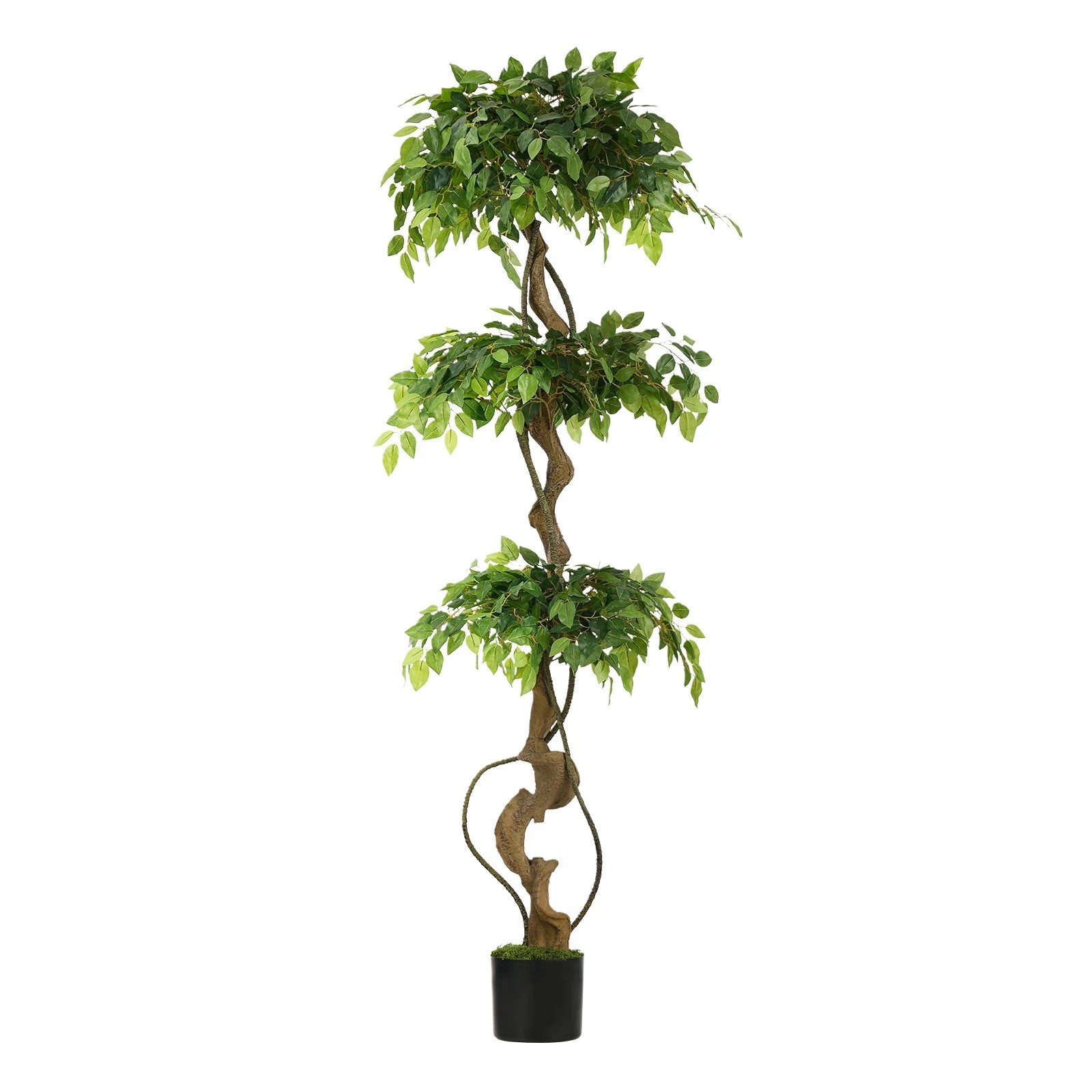 1 Livsip 180cm Artificial Ficus Tree Large Twisted Ficus - Green, 1 of 10